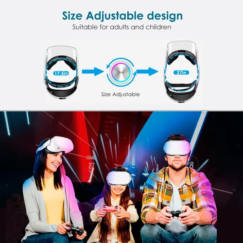 Vista 7 de Head Strap Battery Pack for Oculus Quest 2, Replacement Elite Strap 8000mAh Rechargeable Battery PC Accessories, Adjustable Headset with LED