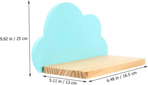 Vista 3 de DECHOUS Soporte de pared de madera en forma de nube de diseño simple para organización de habitación