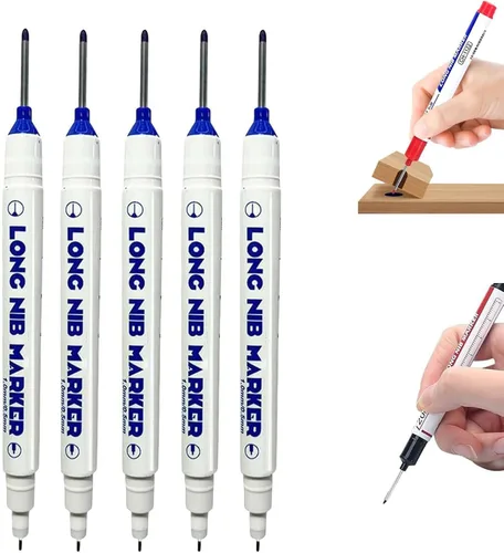 Vista 18 de 5PCS Long Head Deep Hole Markers, 45MM Long Nib Oil Ink Carpenter Pen 45MM Black