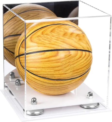 Vista 29 de Better Display Cases Mini acrílico - Miniatura (no tamaño completo) Baloncesto vitrina con elevadores negros y espejo (A015-BR)