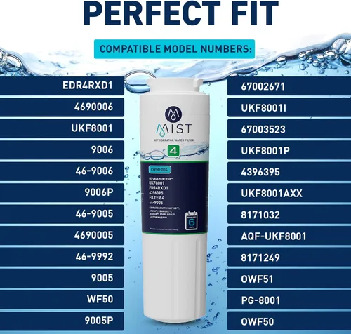 Vista 2 de Mist EDR4RXD1 Filtro de agua para refrigerador de reemplazo para filtro EveryDrop® 4 – Maytag® UKF8001AXX-200, UKF8001AXX-750, Whirlpool® UKF8001