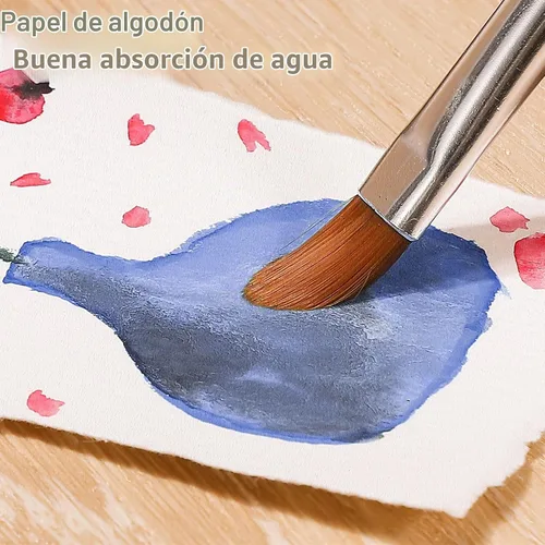 Vista 4 de Prudiut 25 hojas de papel de acuarela de algodón con borde deckled de 300 GSM, 2 x 3.5 pulgadas, blanco, texturizado, ideal para pintura