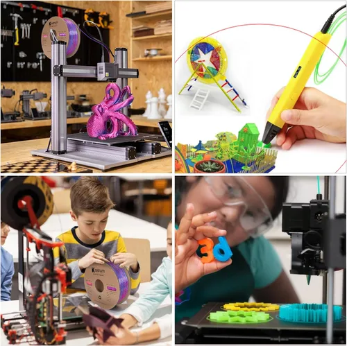Vista 7 de Kretrum - Filamento de impresora 3D de seda de doble color PLA 1.75mm, filamento PLA de seda con cambio de color para impresión 3D, 1kg / 2.2lbs