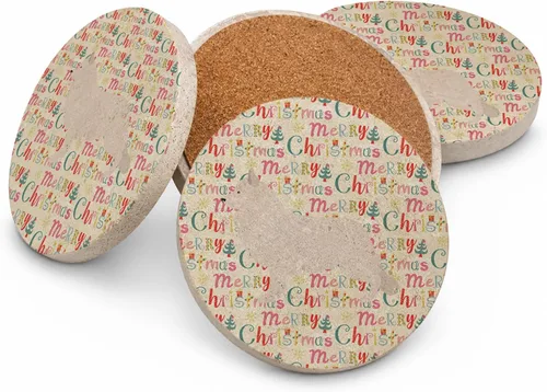 Vista 10 de AIDI Atlas Mountain Dog Merry Christmas - Posavasos grandes de piedra arenisca, paquete de 4