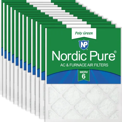 Vista 115 de Nordic Pure 20x20x1 (Tamaño real: 19 1/2 x 19 1/2 x 3/4) Filtros de aire para caldera/aire acondicionado Poly Green MERV 6 – Reduce el polvo