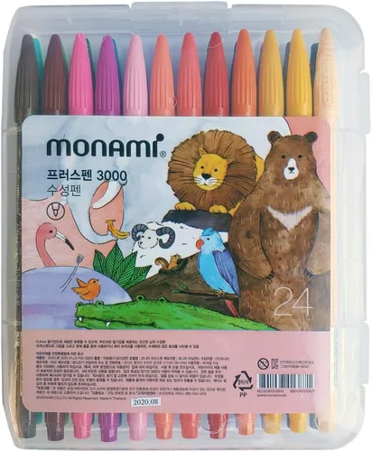 Vista 7 de MONAMI Plus Pen 3000 bolígrafos de punta de fieltro, punta fina (0.016 in), para colorear, dibujar/diario, colores surtidos, paquete de 24