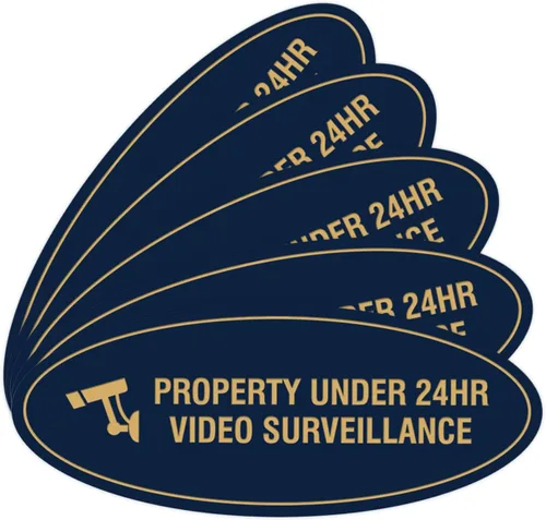 Vista 14 de Cartel de vigilancia oval PROPERTY UNDER 24HR - Negro - Pequeño (1 paquete)