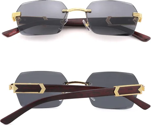 Vista 6 de Pro Acme Gafas de sol rectangulares sin montura para mujer, gafas cuadradas Y2K, sin marco