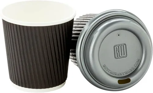 Vista 9 de 500 unidades de tazas desechables negras de 4 onzas para bebidas calientes con diseño de pared ondulada: no necesita mangas - Perfectas