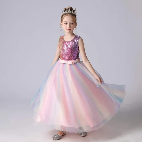Vista 31 de Vestido de tul de unicornio arcoíris para niñas, vestido de princesa para cumpleaños, Halloween, Navidad, concurso de baile, fiesta de baile