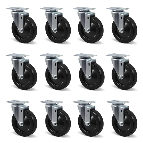 Vista 25 de Juego de 4 ruedas giratorias de 3 pulgadas, ruedas giratorias resistentes, ruedas de goma dura para muebles de camión de plataforma, carrito móvil