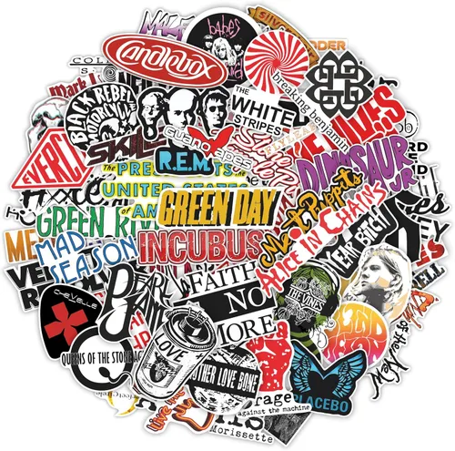 Vista 32 de 36 calcomanías de punk rock, calcomanías de banda para adultos, calcomanías autoadhesivas e impermeables, calcomanías para portátiles Punk Rock