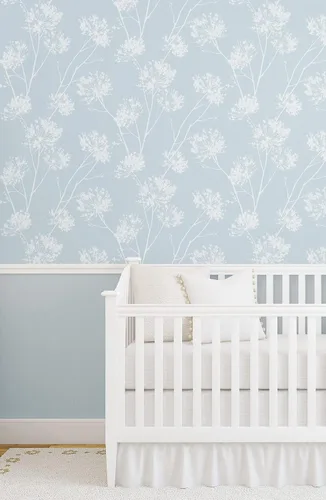 Vista 5 de NextWall One O'Clocks Botanical - Papel tapiz autoadhesivo (azul claro)
