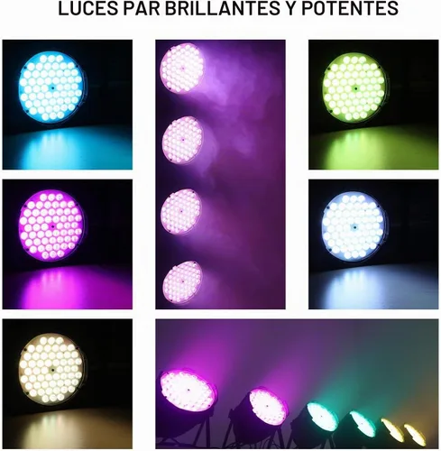 Vista 2 de Big Dipper Luces LED de escenario Par de luces 54X3W RGB multicolor brillante iluminación con sonido DMX activado maestro-esclavo luces elevadas