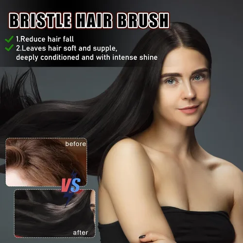 Vista 2 de cobee Juego de 5 cepillos de pelo con parte trasera lisa, cepillo de cerdas para control de bordes, peine de burlas, palo de cera para cabello