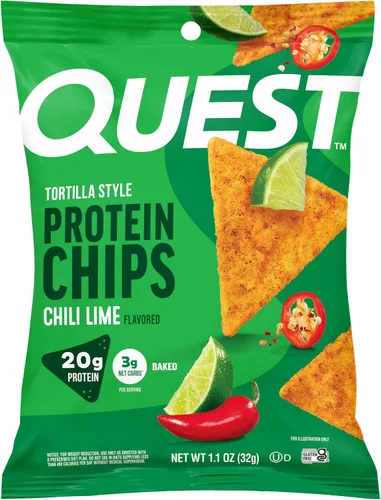 Vista 12 de Quest Nutrition Chips de proteína, barbacoa, 0.78 oz de proteína, 0.11 oz de carbohidratos netos, 130 cals, bolsa de 1.1 onzas, 1 unidad, alto