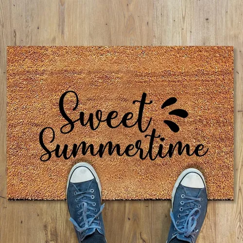 Vista 4 de Doormat Sweet Summer Time Entryway Outdoor Coir Door Mat Heavy Duty PVC Backing Non Slip Natural Coconut Brown Pad Home Decor 24x35inch