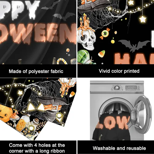Vista 7 de Mocsicka Telón de fondo de Halloween para decoración de fiesta de Halloween, decoración de fiesta de Halloween, fondo para fotografía de Halloween