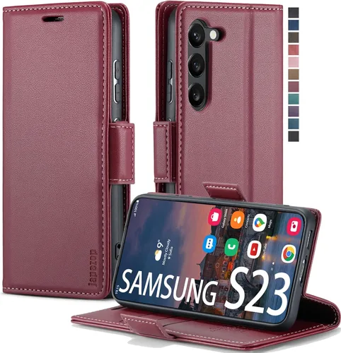 Vista 29 de japezop Compatible con Samsung Galaxy S23 5G - Funda tipo cartera con bloqueo RFID, tarjetero y función atril magnético, funda de piel con tapa
