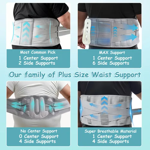 Vista 8 de King Mills Soporte de espalda de talla grande para dolor de espalda baja, soporte de vientre obeso transpirable para ciática, dolor de espalda