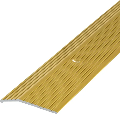 Vista 4 de MD Building - Moldura de alfombra de aluminio, latón satinado, 1-3/8 pulgadas x 36 pulgadas Covers Uneven Flooring Seam, Prevents Fraying Curling