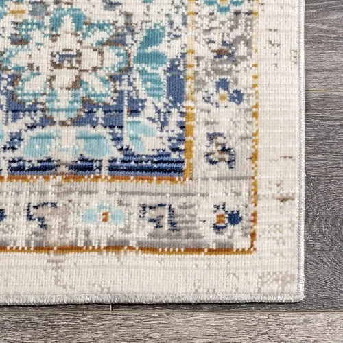 Vista 7 de nuLOOM Ainsley - Alfombra oriental persa de 3 x 5 pies para sala de estar, dormitorio, comedor, entrada, cocina, azul/marfil