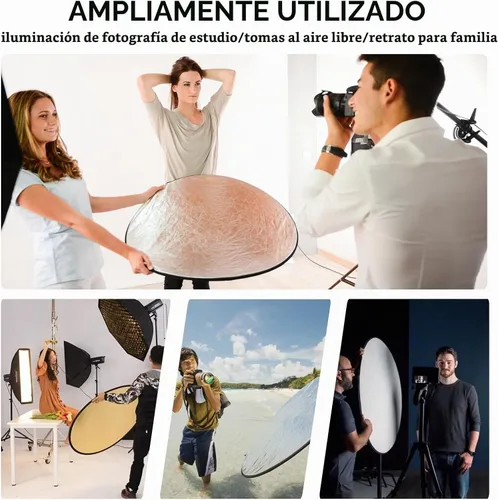 Vista 8 de UTEBIT Kit de Soporte para Reflector de Luz de 80 cm (31 Pulgadas) Difusor 5 en 1, Discos Múltiples Plegables con Bolsa, Soporte de Luz de 48