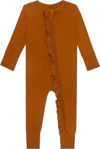 Vista 7 de GUISBY Rayon - Mameluco de manga larga para bebé, sin pies, cremallera de 2 vías con volantes, para dormir de 0 a 24 meses Negro