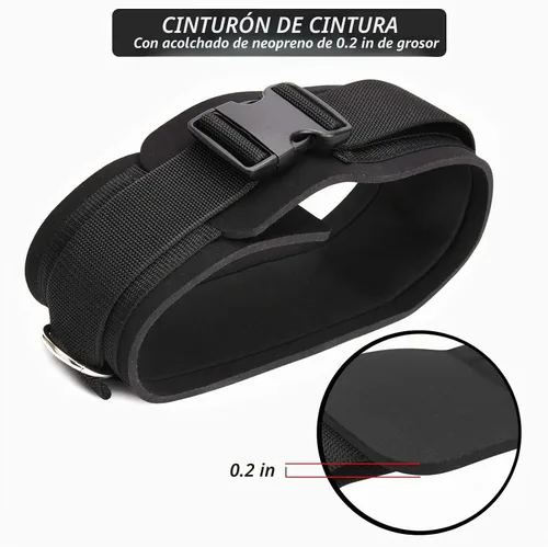 Vista 5 de LOOEEL Adjustable Waist Belt Soft Neoprene Padded Belt with 2 Movable Rings for Cable Machines Fitness Exercise Speed Agility Resistance Training