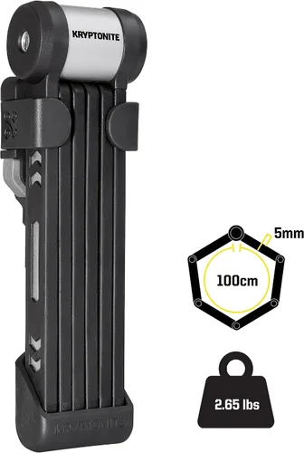 Vista 3 de Kryptonite Kryptolok 610 S - Candado plegable para bicicleta, compacto, ligero, de alta seguridad, antirrobo, plegable, con 2 llaves y soporte