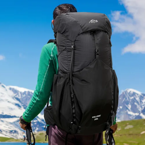 Vista 9 de IX INOXTO 55L Mochila con armazón interno resistente al agua para senderismo y camping con vejiga de agua de 3L y cubierta contra la lluvia, mochila