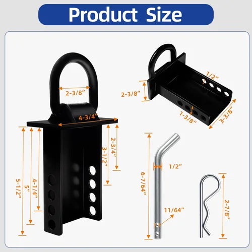 Vista 2 de 4 piezas anclajes de amarre de anillo en D de bolsillo de estaca ajustable resistente con pasador de enganche de 1/2 pulgada aptos para camiones