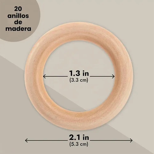 Vista 4 de Juvale Círculos de madera para macramé y manualidades, paquete de 20, círculos de madera natural sin terminar de 2.2 pulgadas de diámetro