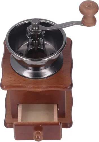 Vista 7 de Oumefar Molinillo de café manual, fácil de operar, molinillo de café manual, base de madera retro, núcleo de acero inoxidable, ajustable
