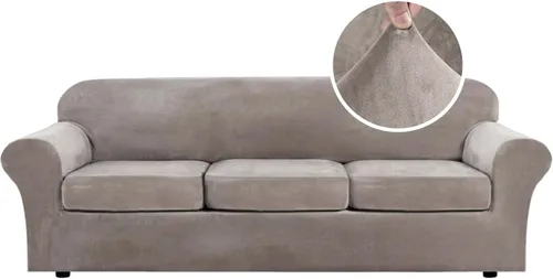 Vista 24 de H.VERSAILTEX - Funda elástica para sofá de 2 piezas, funda protectora de terciopelo, suave, con parte inferior elástica, con un ancho de hasta 49