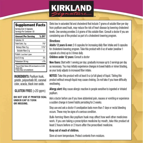 Vista 2 de Kirkland Signature Fibra de Psyllium, 720 Cápsulas