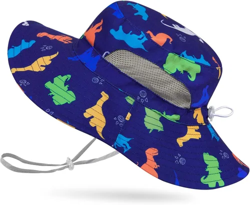 Vista 12 de Sombrero de sol para niñas de 2 a 8 años de malla con protección UV, sombrero de playa plegable para niñas de 2 a 8 años