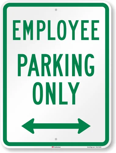 Vista 17 de SmartSign Letrero de metal "Employee Parking Only" de 18 x 12 pulgadas con flecha derecha, aluminio laminado inoxidable de 63 mil, verde y blanco