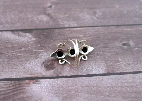 Vista 2 de Black Onyx Ring, 925 Sterling Silver, Artisan Designer Ring, Handmade Statement Ring, Boho Style, Wedding Promise Ring, Attractive Ring, Round Thee