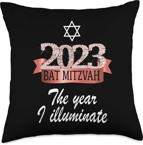 Vista 5 de 2023 Bat Mitzvah Gifts & Decorations For Girls 2023 - Almohada festiva con cita de murciélago Mitzvah, diseño de rosa negra, 16 x 16 pulgadas