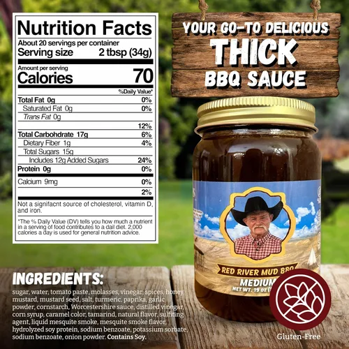 Vista 2 de Kent Rollins Salsas para barbacoa – Salsa de barbacoa de barro Red River sin gluten para ahumar y asar a la parrilla – Salsa espesa con sabor a