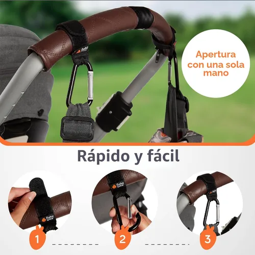 Vista 5 de Baby Uma Stroller Hooks for Bags - Non-Slip, One-Hand Use