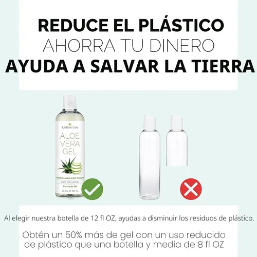 Vista 4 de KinRose Care, Gel de Aloe Vera Orgánico de 12 oz para Rostro, Piel, Cabello y Alivio de Quemaduras Solares - De Aloe Vera 100 Por Ciento Puro