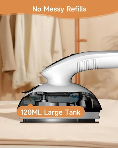 Vista 6 de Plancha de vapor portátil para ropa, 1100 W, flujo de vapor de 0.71 oz/min, tanque grande de 4.1 fl oz, calentamiento rápido de 25 segundos, suela
