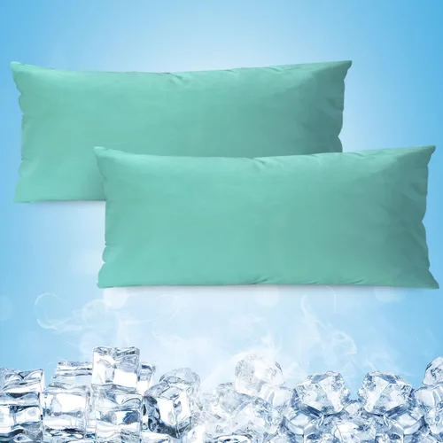 Vista 12 de Solo fundas de almohada refrescantes, juego de 2 fundas de almohada de tamaño Queen con doble cara para el frío, absorben la humedad, con cremallera