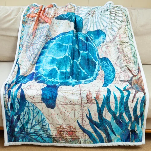 Vista 12 de Sviuse Manta de Tortuga Marina Costera Manta Náutica y de Playa Mantas Decorativas de Tortugas para Niños y Adultos Regalos de Tortuga