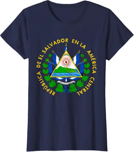 Vista 40 de Camiseta con diseño de emblema de la bandera de El Salvador