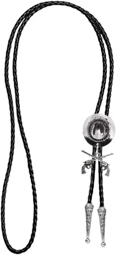 Vista 198 de Jeilwiy Corbata de bolo para hombre, corbata de vaquero occidental, collar de corbata de bolo dorado, corbata de cuero, corbata de Halloween