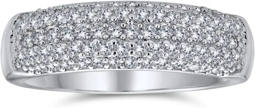 Vista 2 de Anillo de boda personalizado con circonita cúbica AAA para mujer, chapado en oro rosa, plata de ley 925 personalizable