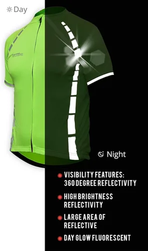 Vista 2 de ReflecToes Camiseta de ciclismo de alta visibilidad - Reflectante Hi-Viz Ciclismo Camisa Hombres y Mujeres